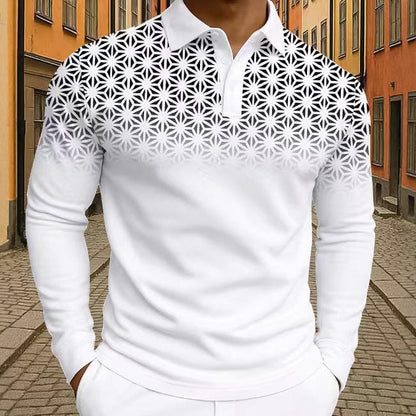 Herren Polohemd Langarm Modern Geometrische Muster