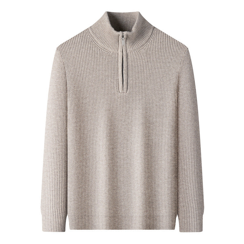 Herren Pullover Weich Wolle Eleganter Zip