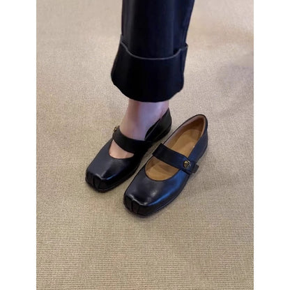 Damen Ballerinas Breiter Riemen Modern Modisch