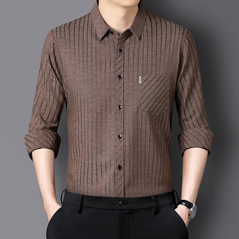 Herren Langarmhemd mit Streifenmuster Modern Style