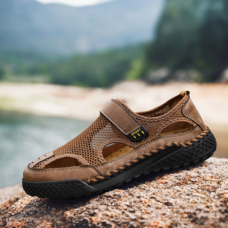 Herren Freizeitschuhe Atmungsaktiv mit verstellbarem Riemen bequem - BerlinGlamour