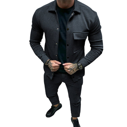Herren Anzug Set Elegant Strukturiert Schwarzes Geschäftsoutfit