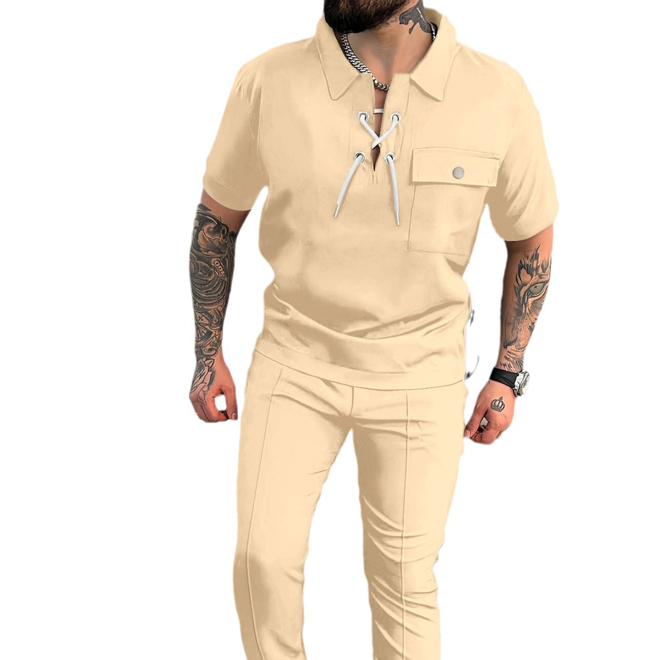Herren Freizeitanzug Bequem mit Taschen Casual