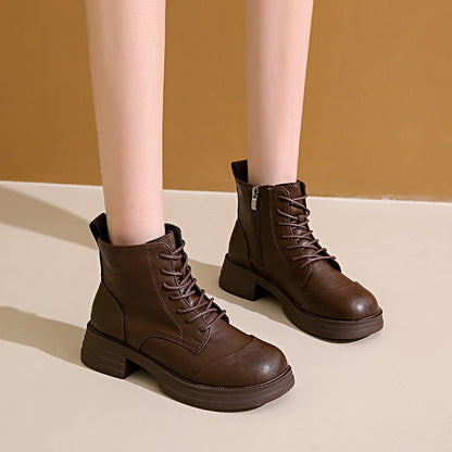 Damen Stiefeletten Schnürstiefeletten Reißverschluss Robust