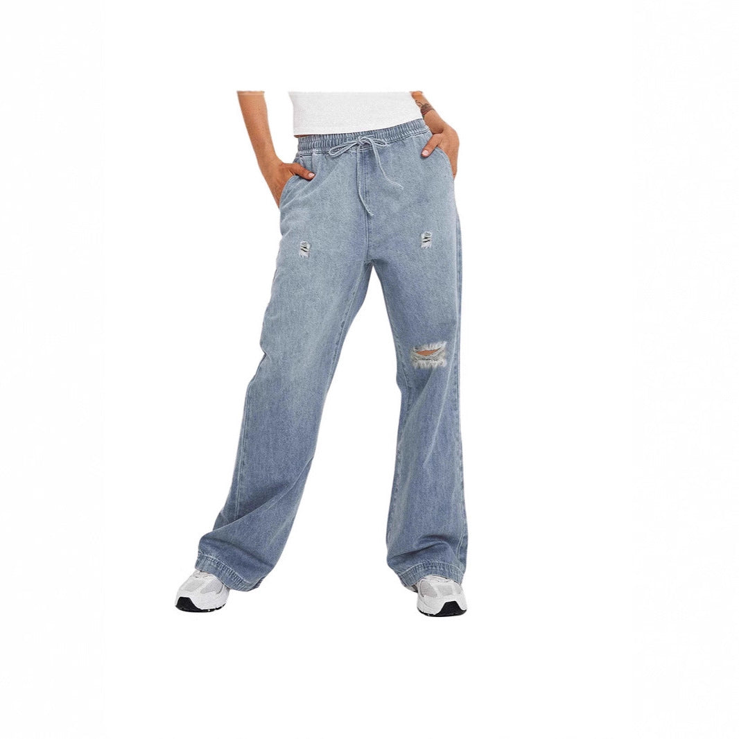 Damen Highwaist Jeans Ripped Trendy Destroyed