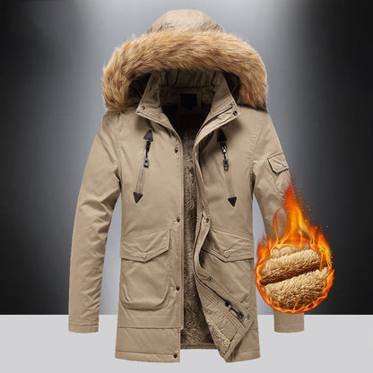 Herren Winterjacke Isoliert Warm mit Kunstfellkragen
