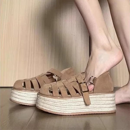 Damen Plattform-Sandalen Geflochtene Riemen Bequem Sommer