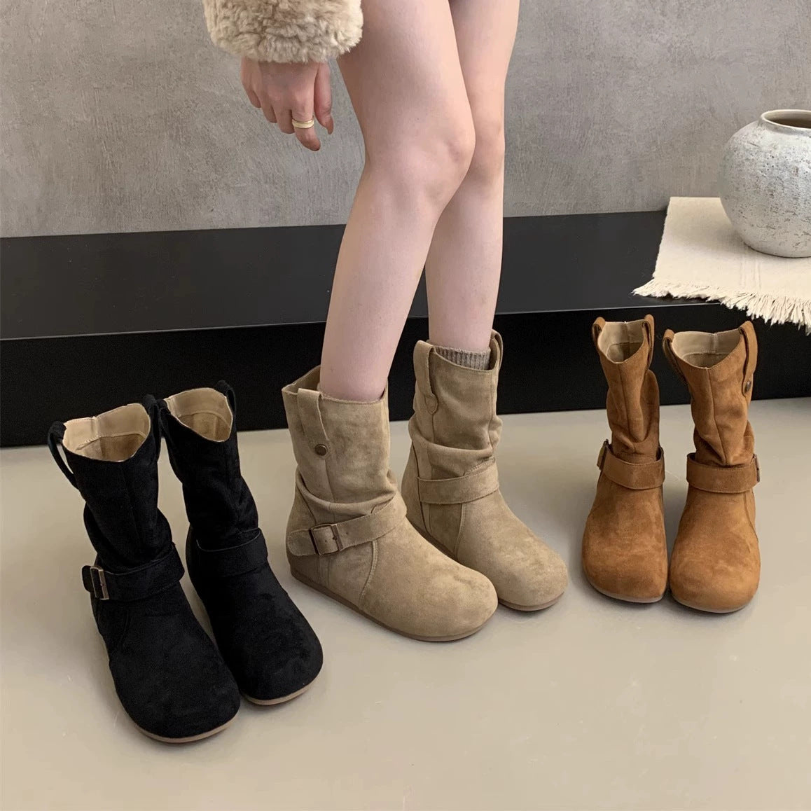 Damen Stiefel Elegante Riemendesign Bequem Schuhe Heidi