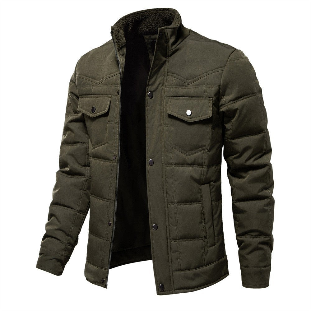 Herren Winterjacke Warm Gefüttert mit Taschen Schwarz