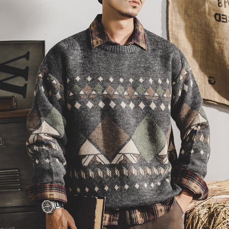 Herren Pullover Modern Geometrisches Muster Lässig - BerlinGlamour