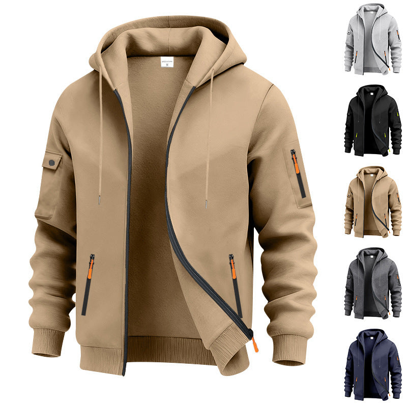 Herren Outdoor Kapuzenjacke Funktionstaschen Wasserabweisend - BerlinGlamour