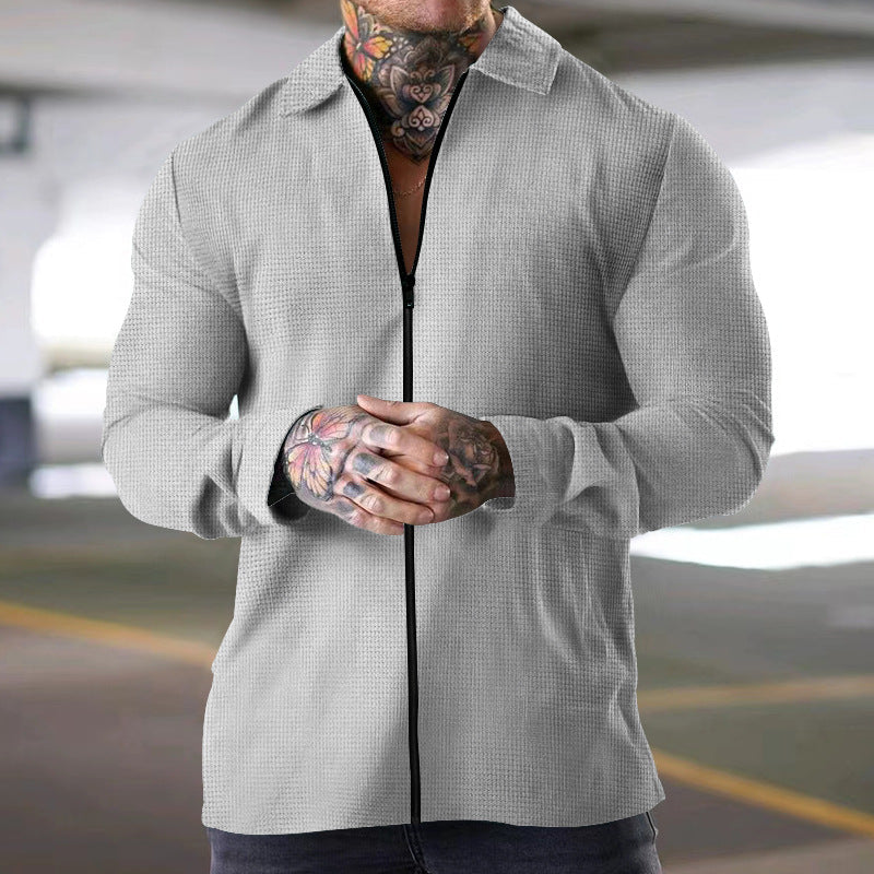 Herren Pullover Sportlich Reißverschluss Strukturiert Modern