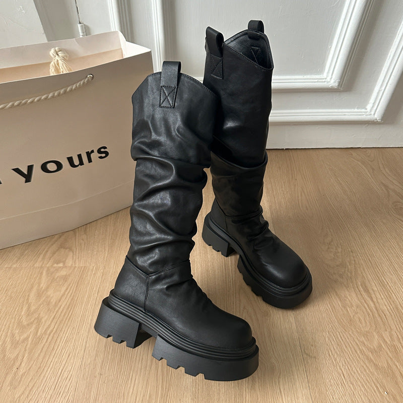 Damen Stiefel Hoch Weich Obermaterial Robust Sohle Winter