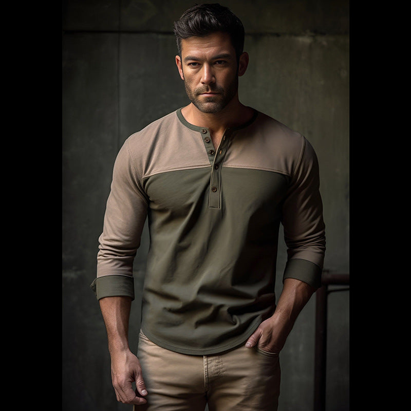 Herren Langarm-Shirt Kontrastfarben Modern Trendig - BerlinGlamour