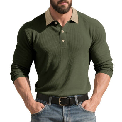 Herren Poloshirt Elegantes Strukturdesign Stehkragen Knopfleiste Modern