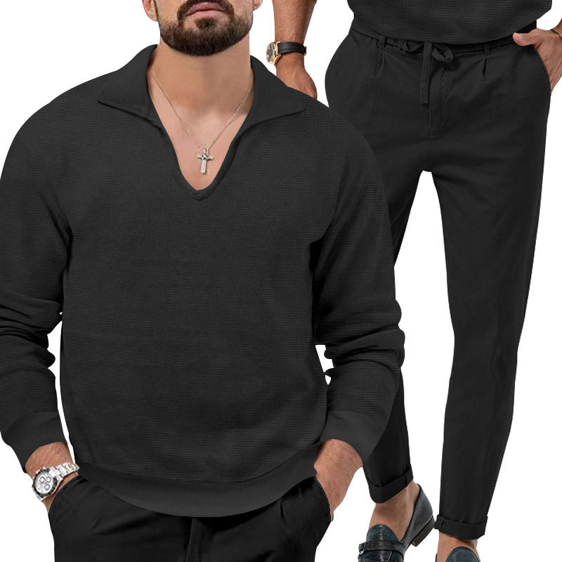 Herren Pullover V-Ausschnitt mit eleganten Hosen