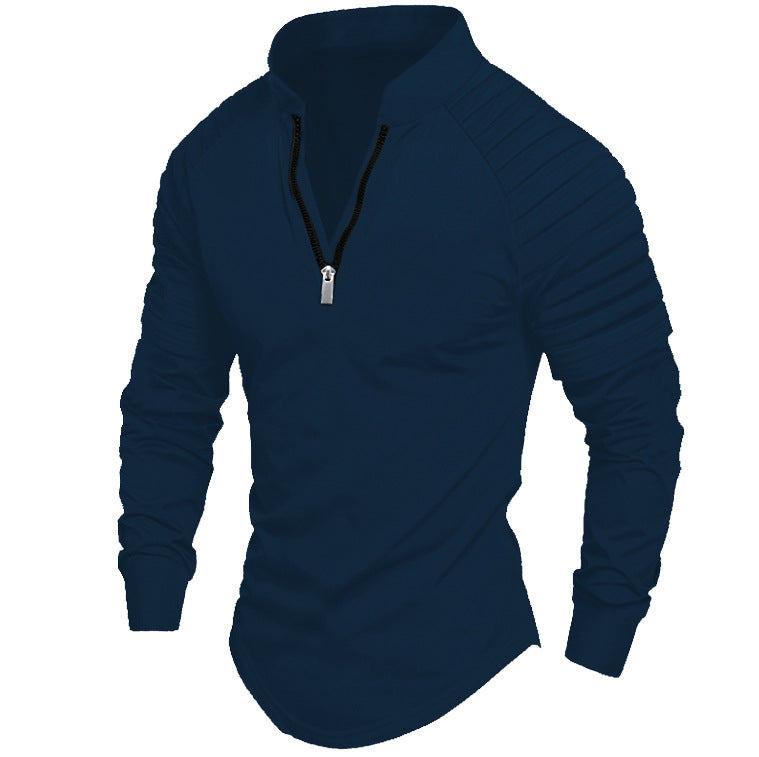 Herren Langarmshirt Sportlich Mit Reißverschluss