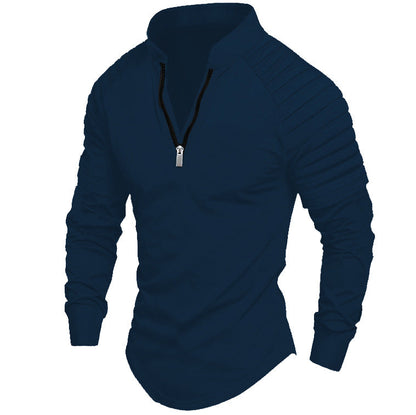 Herren Langarmshirt Sportlich Mit Reißverschluss