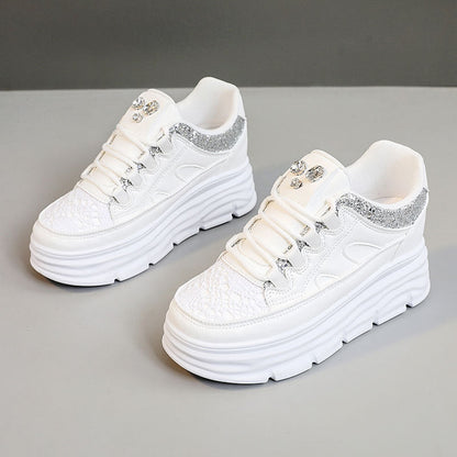Damen Plateau Sneaker Glitzernd Ergonomisch Modisch