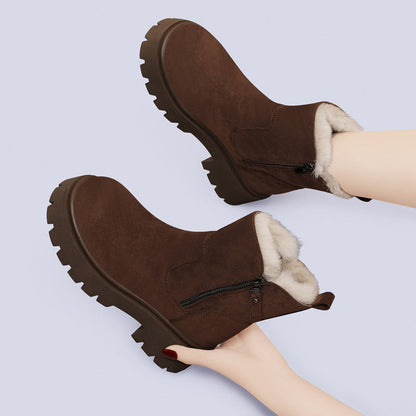 Damen Winterstiefel Warm mit Wuschelinnenfutter und Robustem Profil