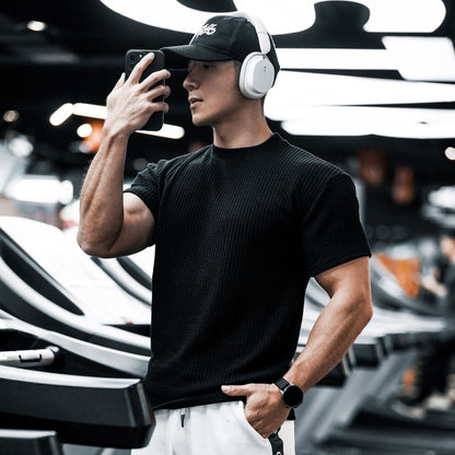 Herren Fitnessshirt Strukturiert atmungsaktiv Sport