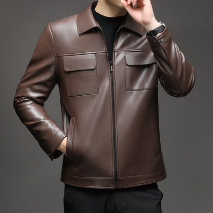 Lederjacke Herren Modern Mit Taschen Schwarz