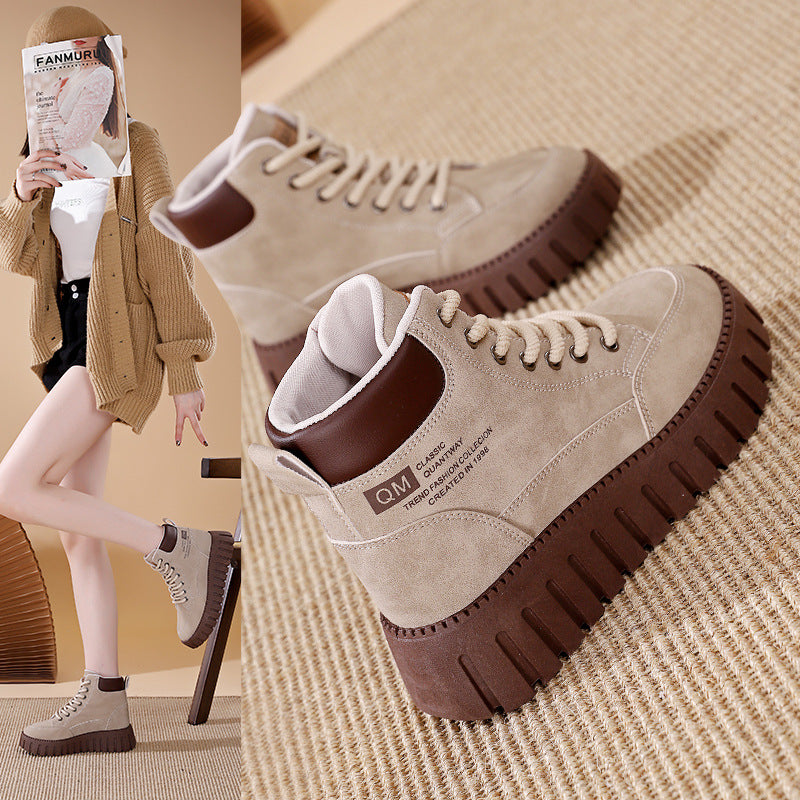 Damen Sneaker High-Top Dicksohle Trendy Schuhe Frauen - BerlinGlamour