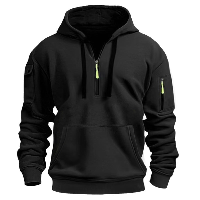 Herren Kapuzensweater Reißverschluss mit Seitentaschen Sportlich
