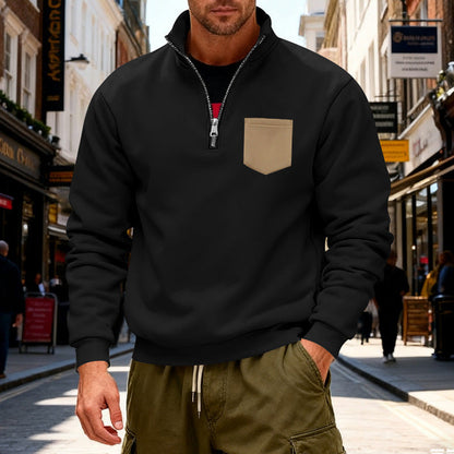 Moderner Herren Sweatshirt mit Reißverschluss und Tasche