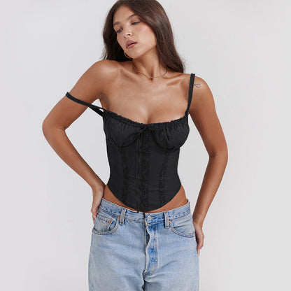 Damen Top mit Rüschendetails und verstellbaren Trägern Elegant