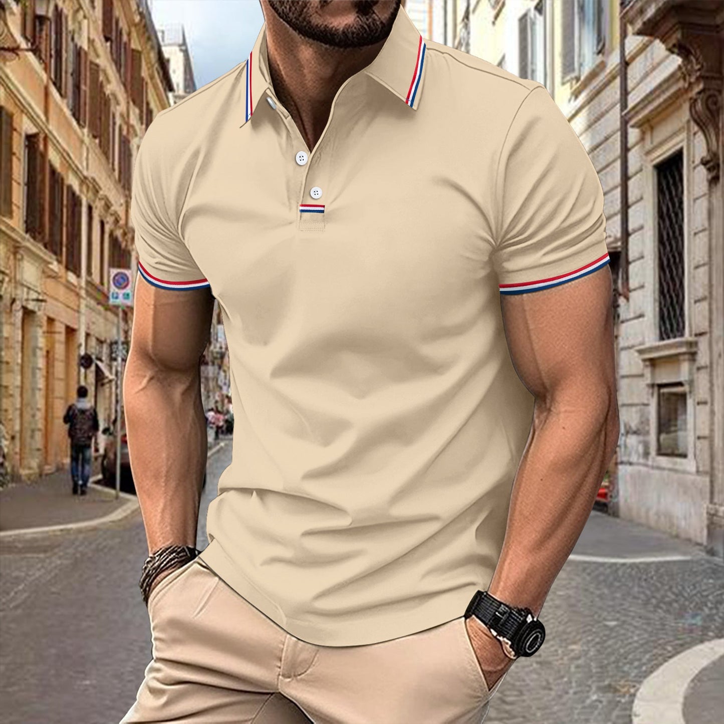 Herren Polohemd Atmungsaktiv Farbenfroh Modern