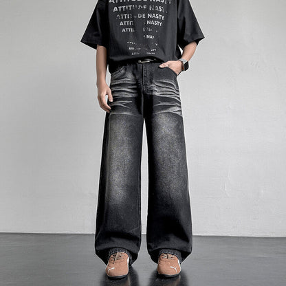 Unisex Denim-Hose Weit Bequem Einzigartig Berlin Style
