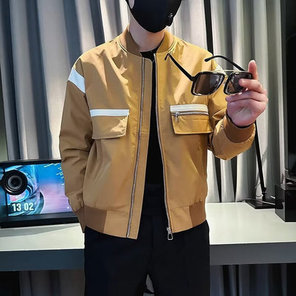 Herren Bomberjacke Sportlich Modern Mit Taschen