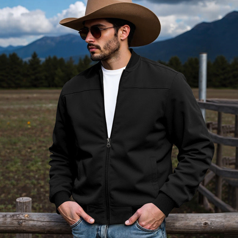 Herren Bomberjacke Leder Softschwarz Elastisch