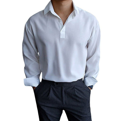 Herren Langarmshirt Modern Polokragen Slim Fit Elegant
