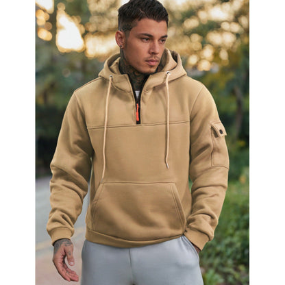 Herren Pullover Kapuzenpullover Funktional mit Taschen Schwarz - BerlinGlamour