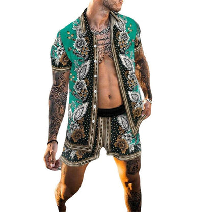 Herren Sommer Set Floral Gemustert Leicht Berlin Style - BerlinGlamour