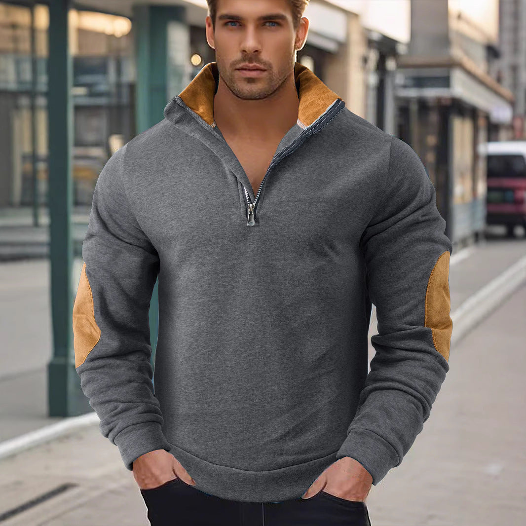 Herren Fleece Pullover Hochkragen Elegante Optik