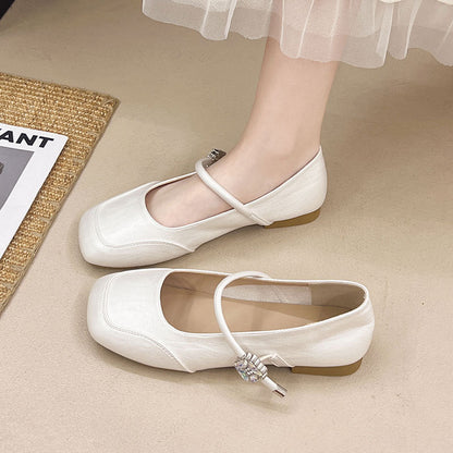 Ballerinas Damen Schmuckdetail Elegante Riemchen Schuhe