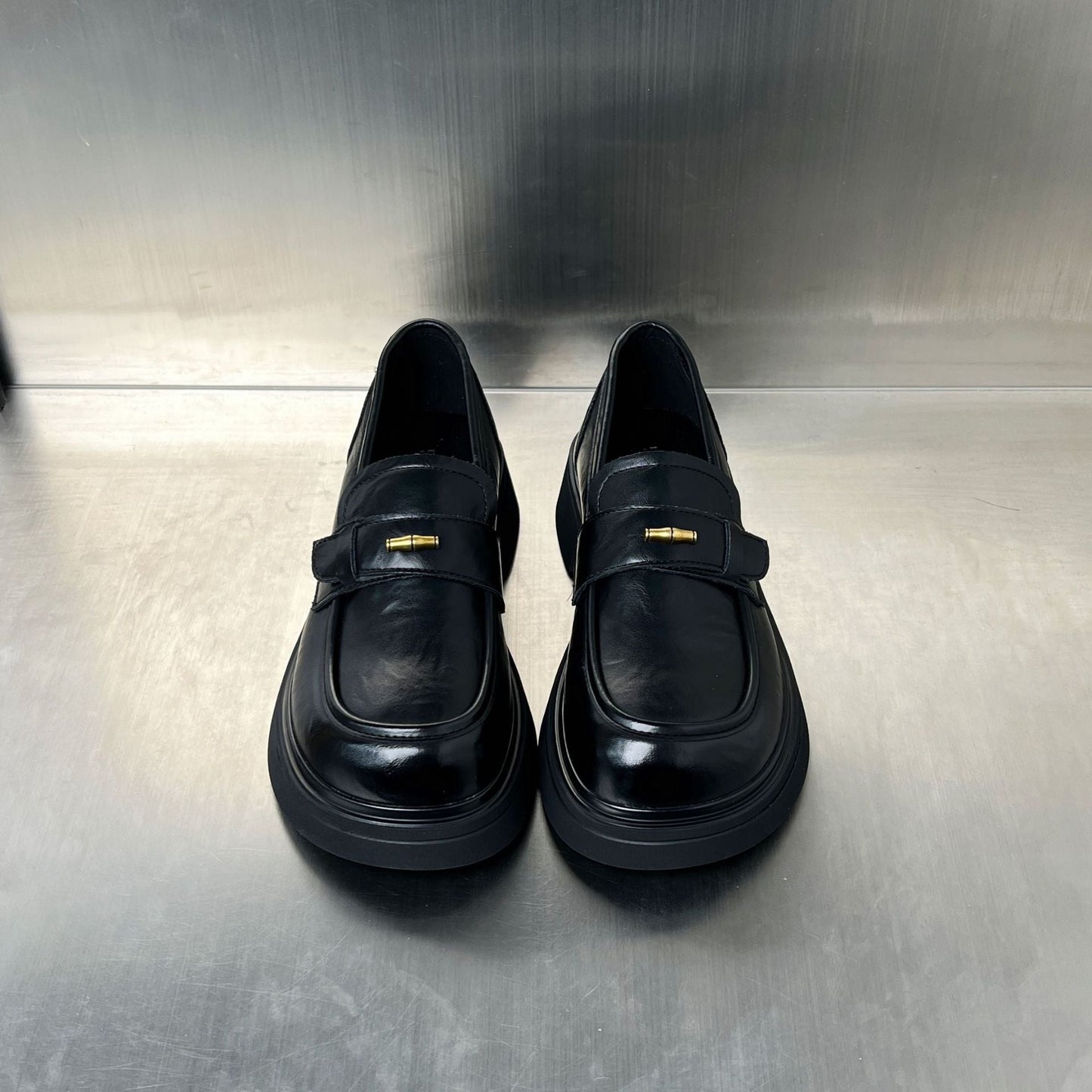 Damen Loafers Bequem Klobige Sohle Elegante Schnalle