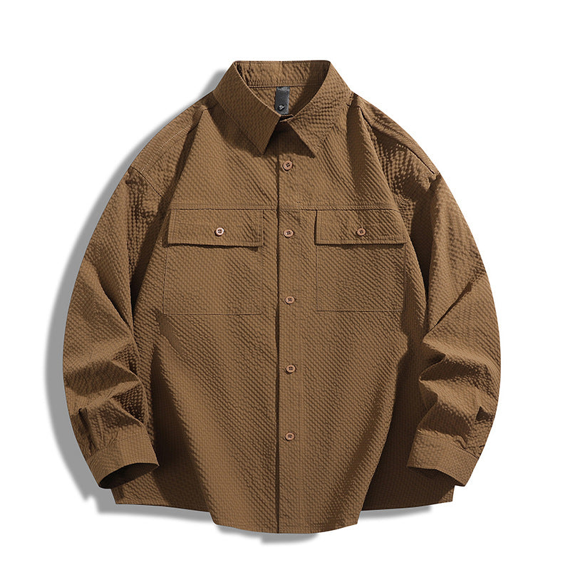 Herren Hemdjacke Lässig Urban mit Struktur Optik