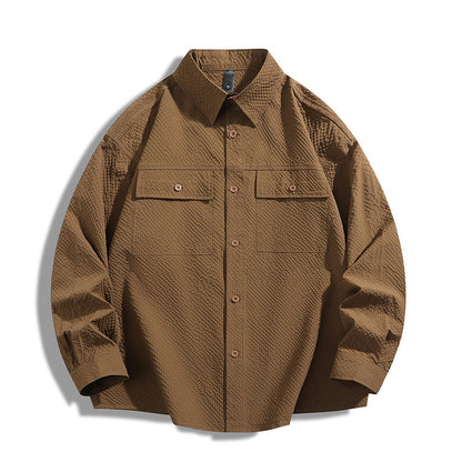 Herren Hemdjacke Lässig Urban mit Struktur Optik