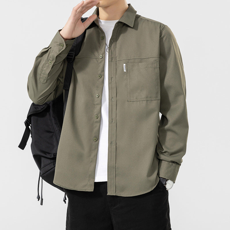 Herren Hemdbluse Lässig mit Utility Taschen Modern