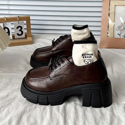 Damen Plateau-Schnürschuhe Hoch Modisch Robust