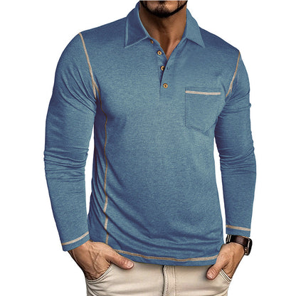 Herren Polohemd Langarm Modern Struktur