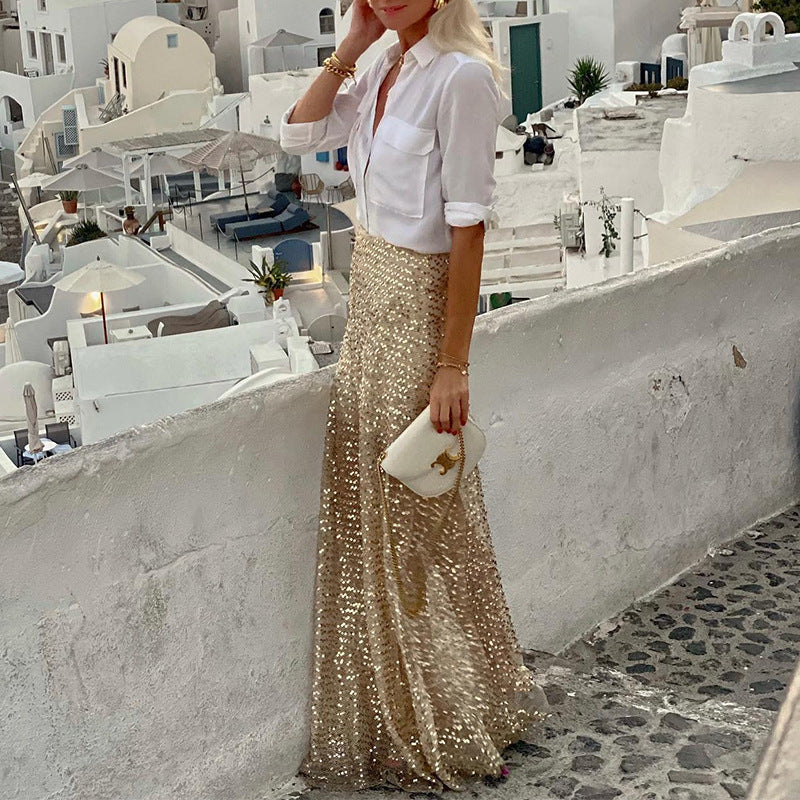 Langer Paillettenrock Glitzernd Abendkleid - BerlinGlamour