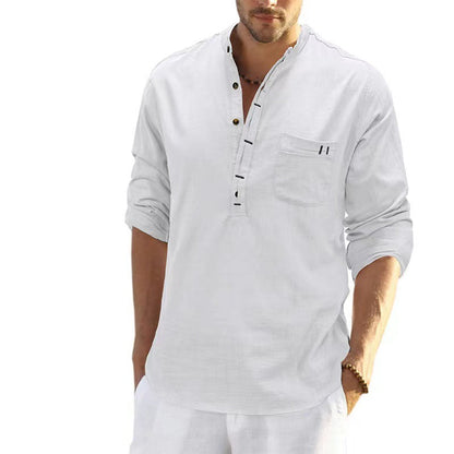 Herren Langarmshirt Leicht Knopfleiste Modern Slimfit