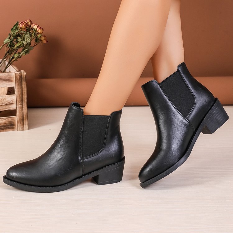 Vegane Chelsea Stiefeletten Damen Elastisch Schwarz - BerlinGlamour