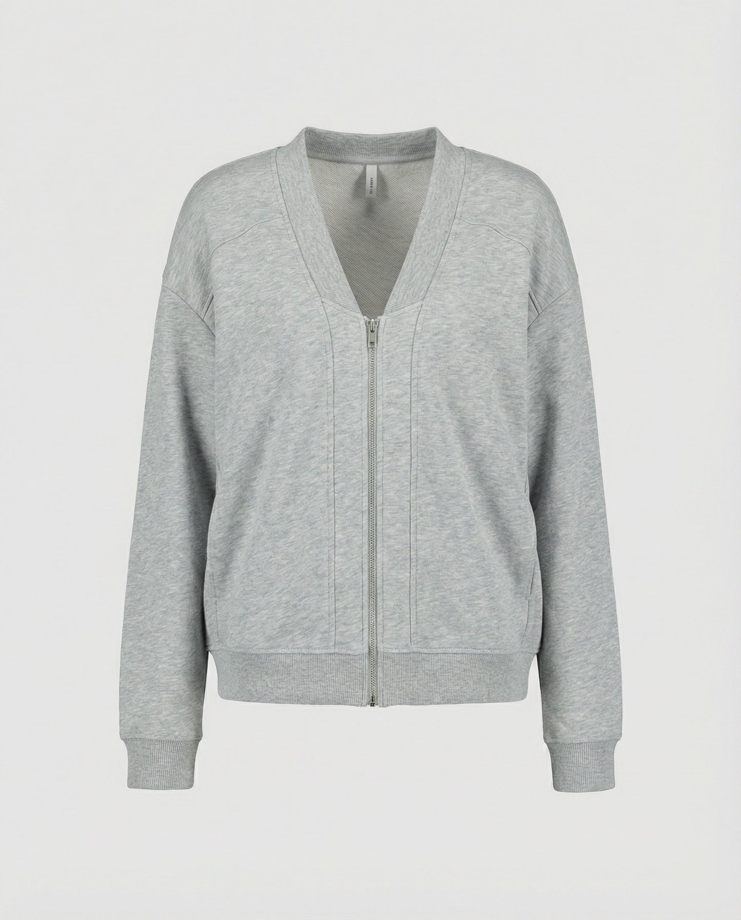 Damen Sweatjacke V-Ausschnitt Grau Kapuzenlos