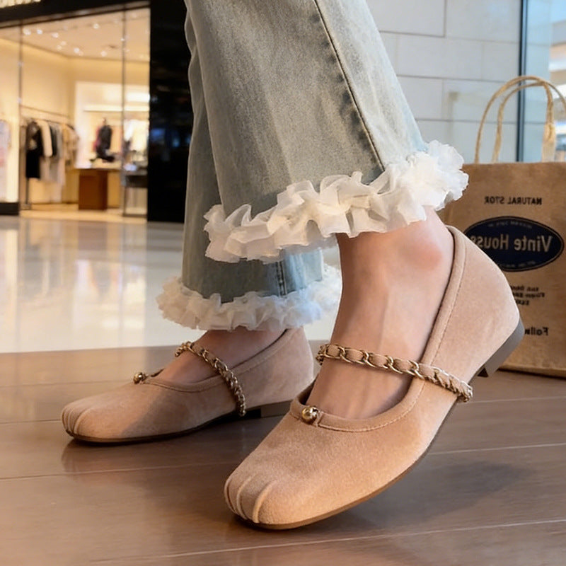 Damen Ballerinas Elegante Modisch mit Kettenriemen